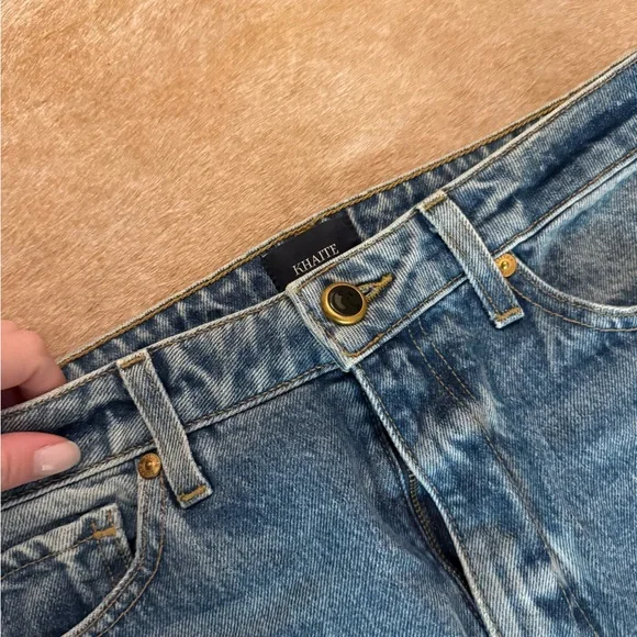 Khaite Layla Cropped Flare Jeans in Blue - Picture 3 of 5